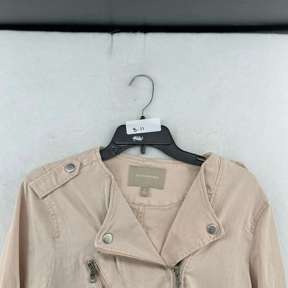 Banana Republic Jacket Women's Sz M Blush Pink Full-Zip Cropped Motorcycle Coat - Picture 12 of 12